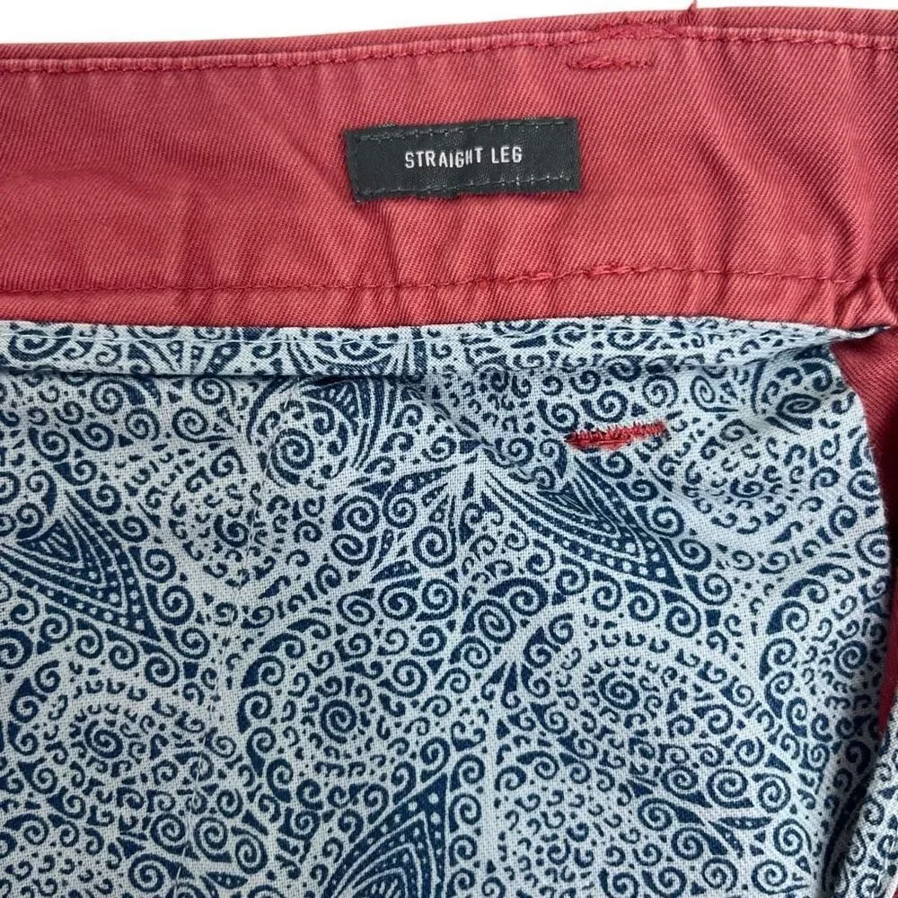 Bonobos Mens Straight Leg Cotton Flat Front Chino Pants Dusty Red Size 35x32